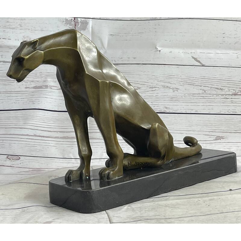 Henry Moore Modern Art Abstract Jaguar Panther Cougar Imitative Lion Bronze Sculpture Sale