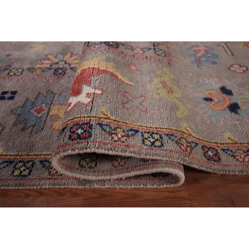 Transitional Oushak Oriental Area Rug Hand-Knotted Wool Carpet - 9'2"x 11'10"