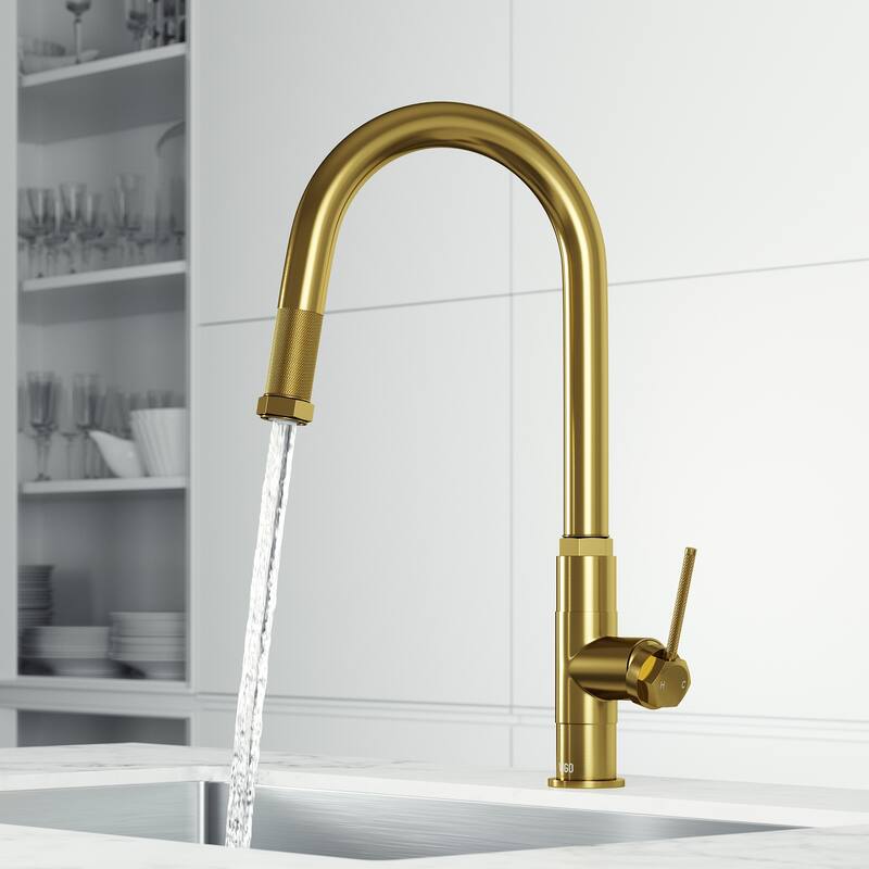 VIGO Hart Arched 18" H Single Handle Pull-Down Kitchen Faucet