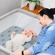 preview thumbnail 4 of 4, Sweet Jojo Designs Watercolor Dinosaur Dino Boy 2 Pack Baby Bassinet Fitted Sheets Blue Tracks Footprint Modern Dinosaurs Animal