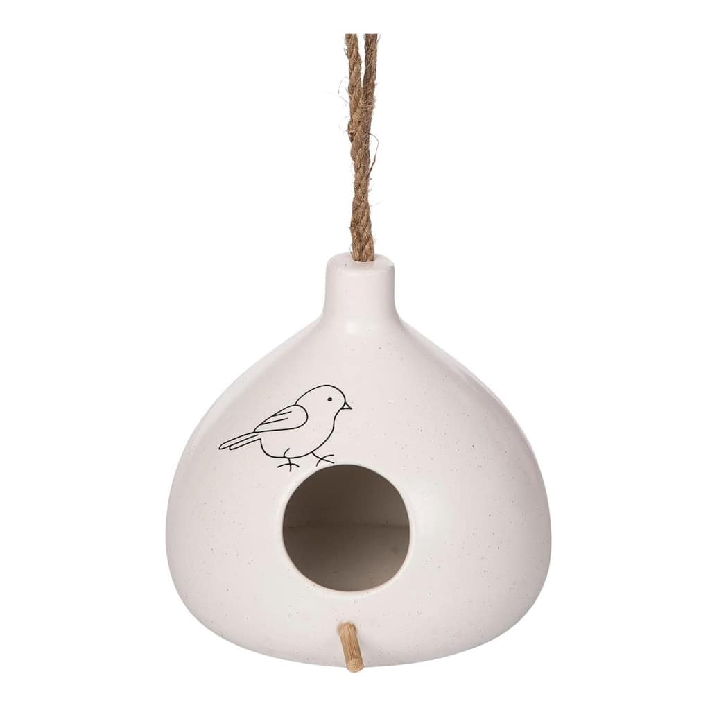 Transpac Ceramic White Bird House w/Bird Art Home Decorations Spring
