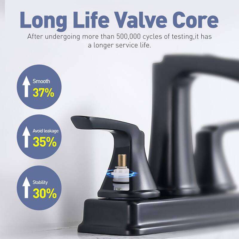 4 in. Centerset Double Handle Waterfall Bathroom Faucet with Pop-up Drain Kit Sink Vanity Basin Taps