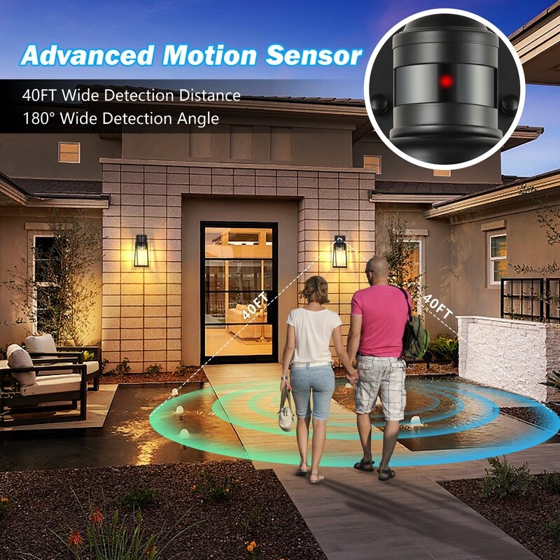 Smart Motion Sensing Outdoor Wall Lamp Automatic Illumination for Patios and Gardens Black ZZHY