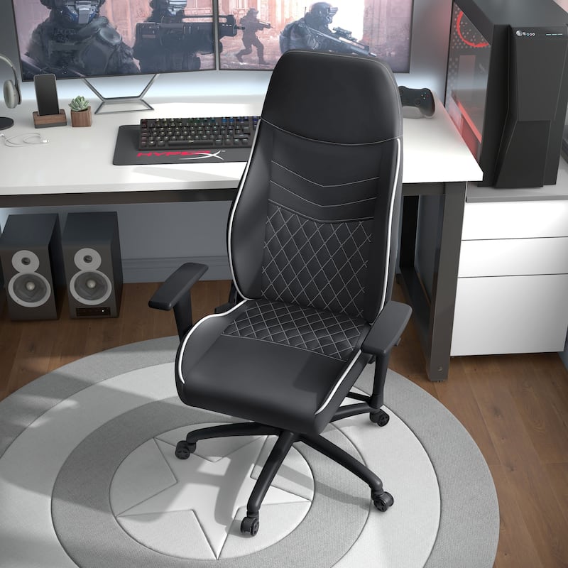 Joseff Black Faux Leather Reclining Gaming Chair by Furniture of America - White/Black