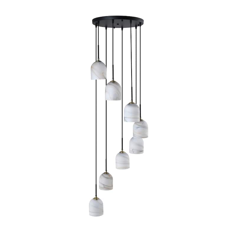 Artcraft Crema 8-Light Chandelier 18.5" - Black with Brushed Brass Accent