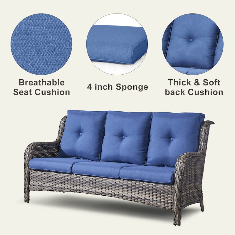 5 Pieces Outdoor Sofa Glider Chair Furniture Set