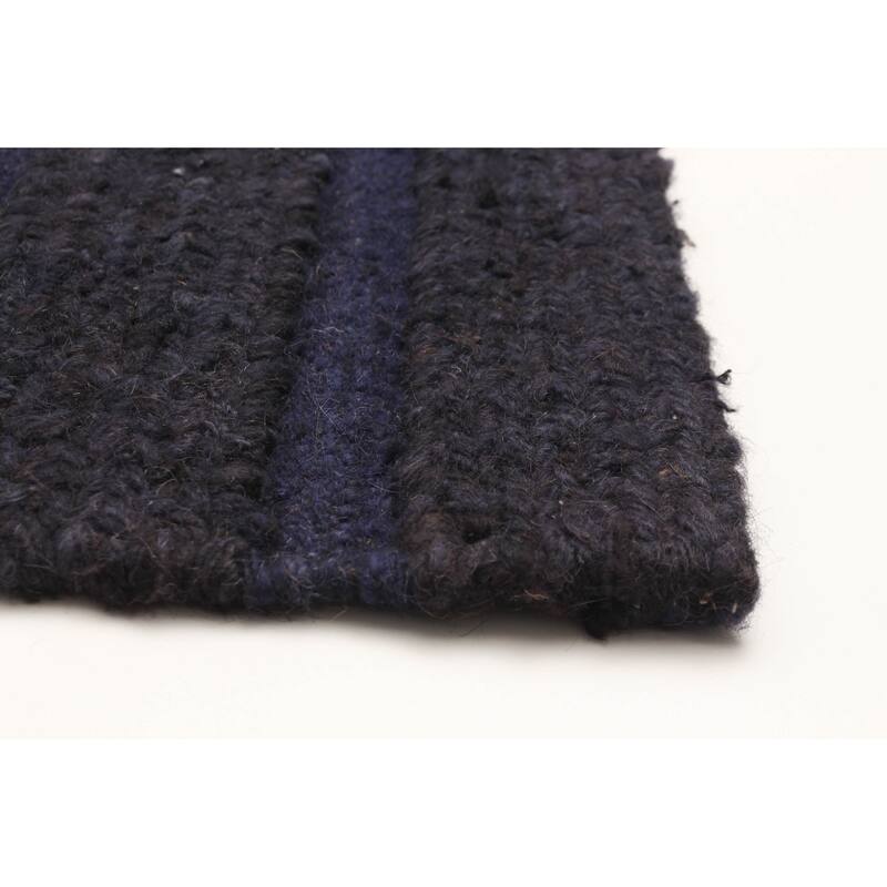 ECARPETGALLERY Flat-Weave Natural Navy Wool Tapestry Kilim - 6'7 x 6'8
