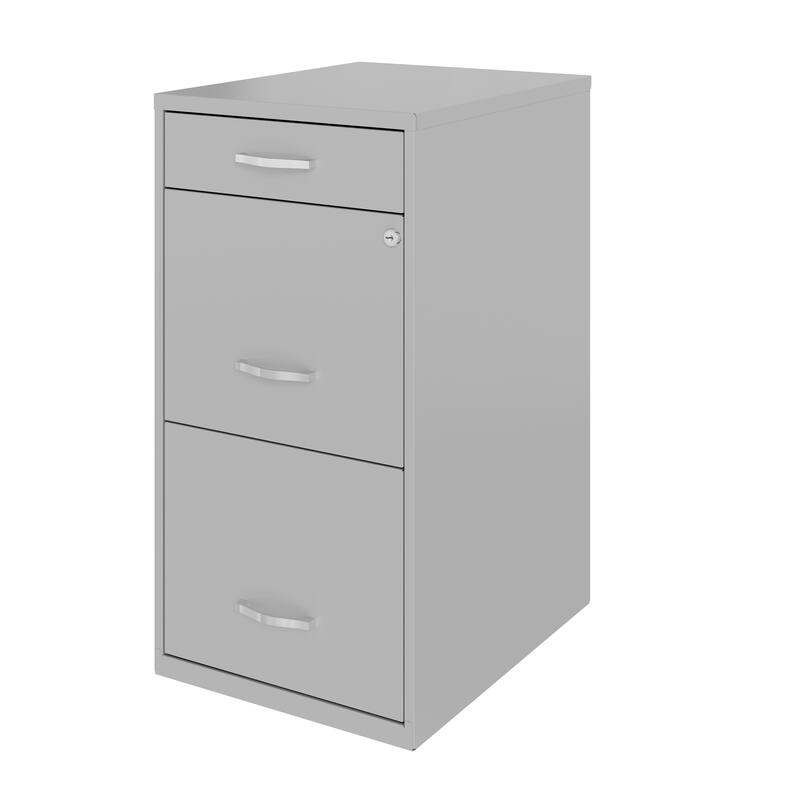 Space Solutions 18" Deep 3 Drawer Metal File Cabinet, Arctic Silver