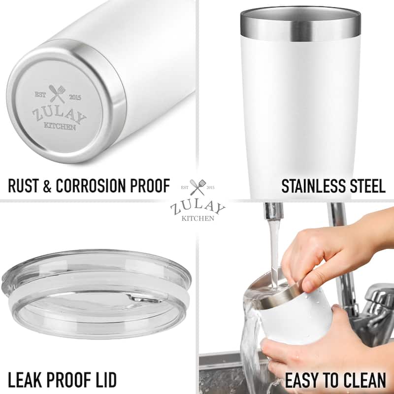 Zulay Kitchen 20oz Stainless Steel Tumbler With Lid and Straw