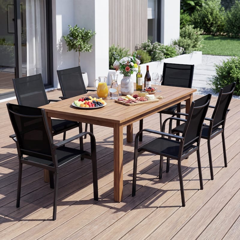 Gymax Patio Dining Chairs Set of 6 w/Metal Frame Breathable Mesh