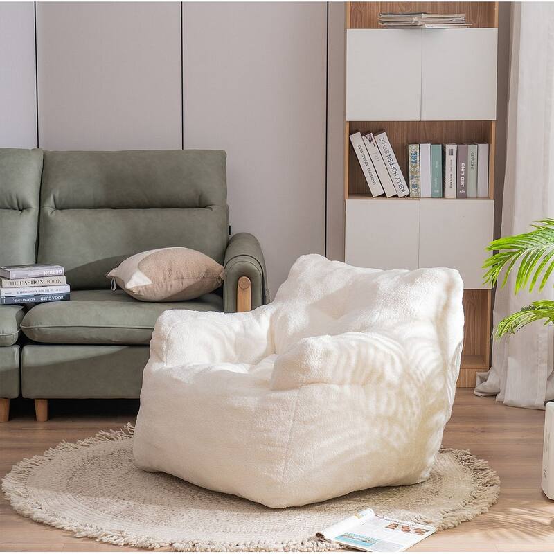 Soft Teddy Cloth Bean Bag Chair Tufted Foam Filling