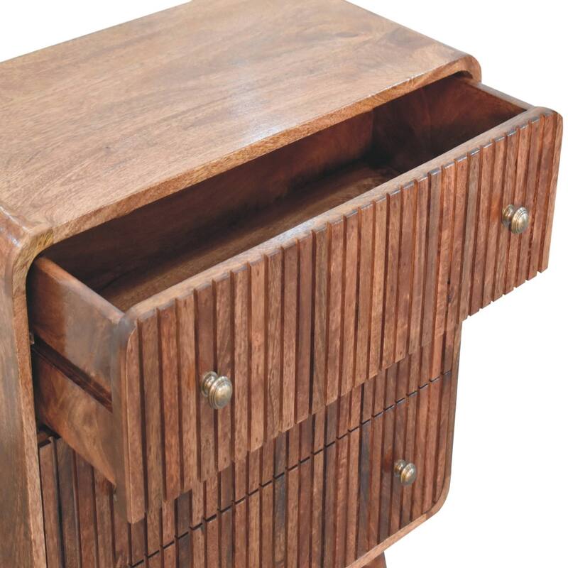 Artisan Furniture Solid Wood Honey Caramel T-bar Ridged Chest, Brown, 3 Drawers - N/A