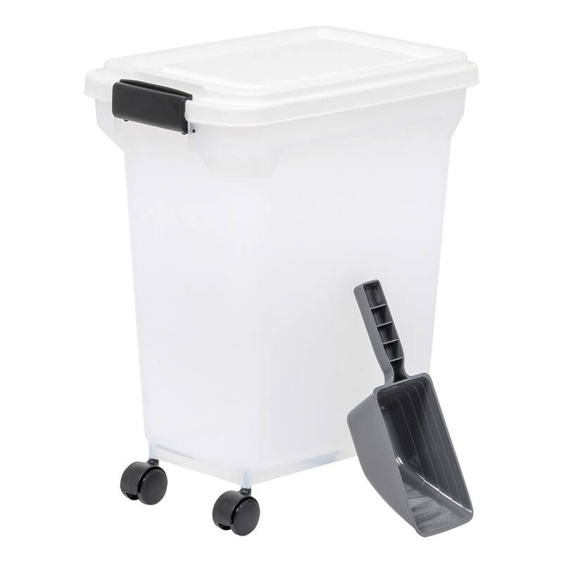 Airtight Mobile Pet Food Storage with Removable Casters and Scoop - 22 LBS.
