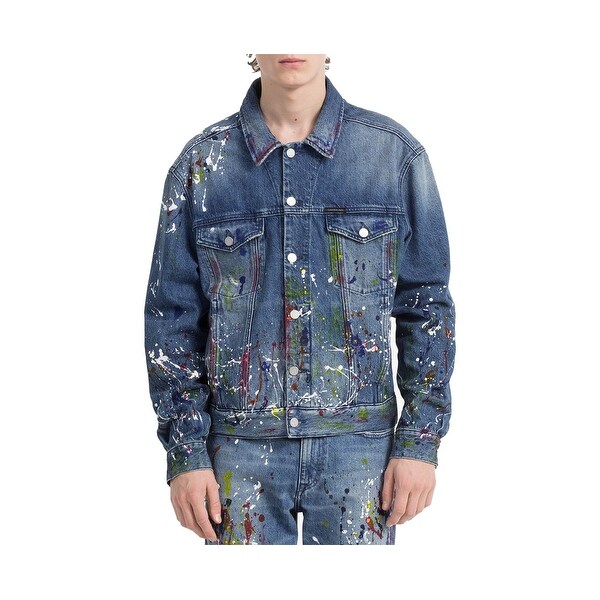 calvin klein paint splatter denim jacket