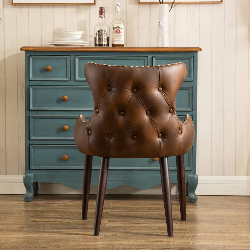 Tufted Button Back Barrel Chair with Nailhead