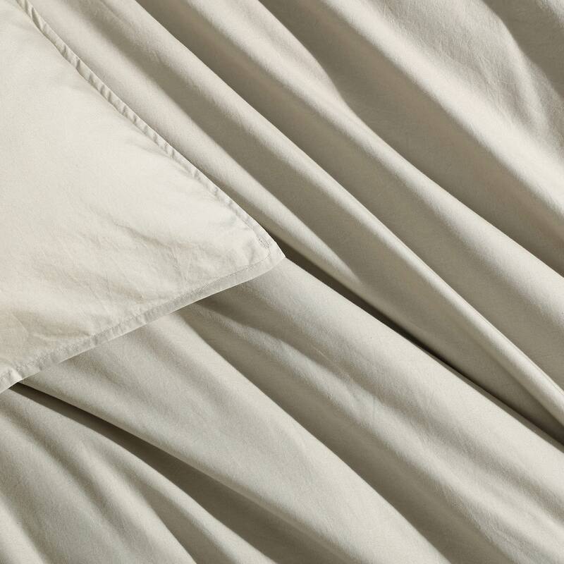 Calvin Klein Washed Percale Solid Cotton Duvet Cover Set