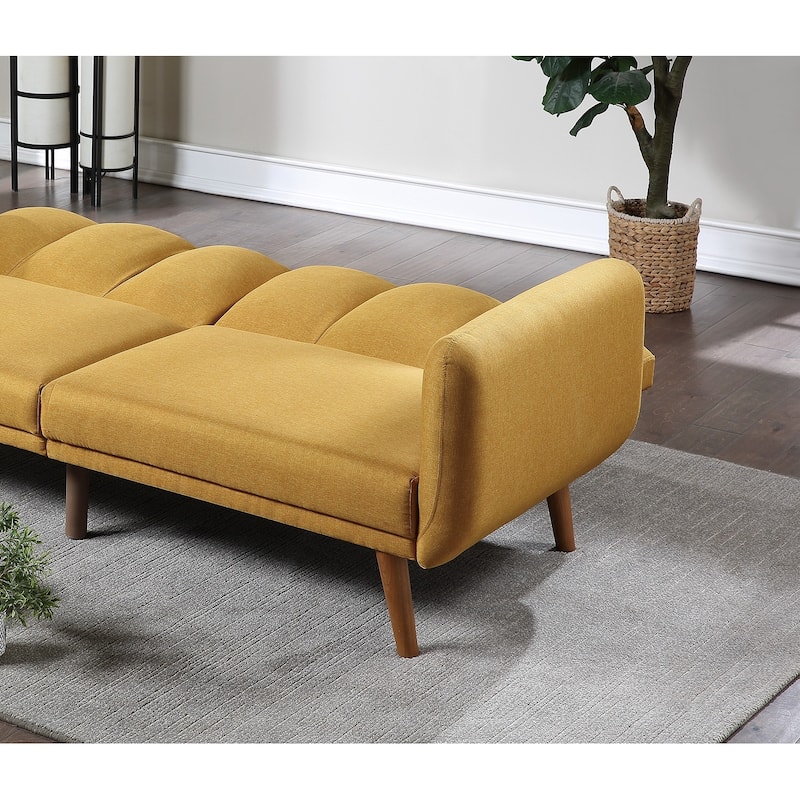 Elegant Modern Sofa Polyfiber Sofa Convertible Bed Wooden Legs