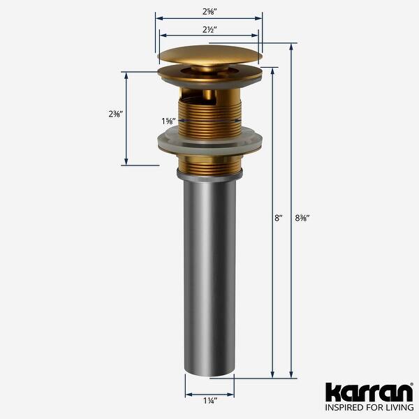 dimension image slide 7 of 8, Karran Pop-Up Vanity Bowl Drain with Overflow