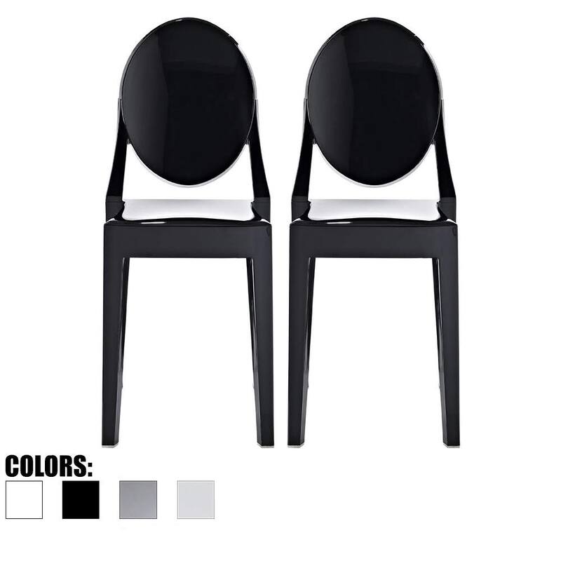 Set of 2 Clear Modern Dining Chair Molded Armless No Arm Side Stackable Plastic Home Office Kitchen Work