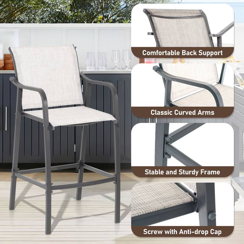 Pellebant Outdoor Bar Height Barstools Dining Chairs