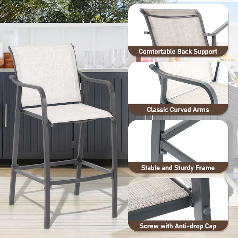Pellebant Outdoor Bar Height Barstools Patio Bar Stools Chairs - 22.5 " D x 21.3 " W x 44 " H