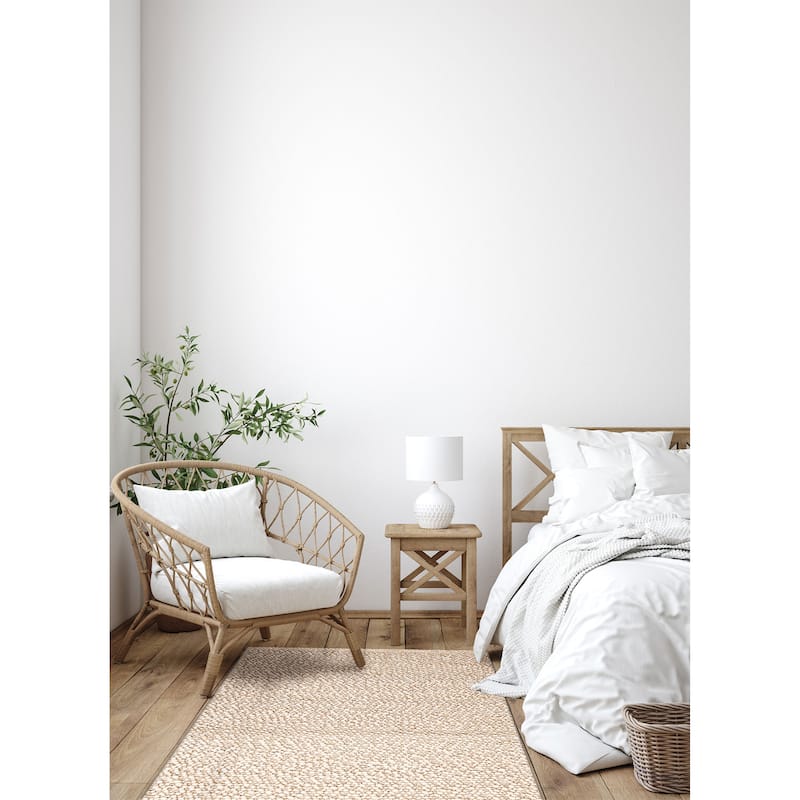 ECARPETGALLERY Braid weave Sienna Beige Wool Rug - 4'0 x 5'11