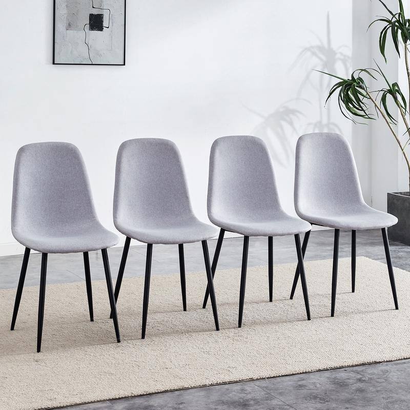 Set of 4 Modern Fabric & Metal Spoon Chairs - Minimalist Scandinavian Design