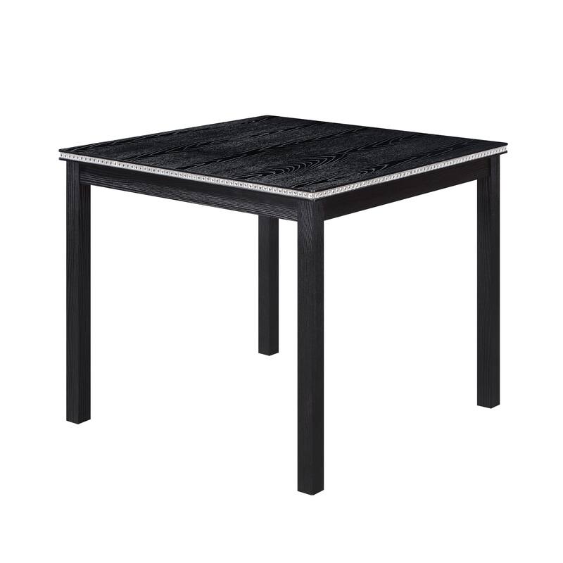 GDFStudio - Davenport 5-Piece Classic Wooden Square Dining Table Set with 4 Upholstered Chairs