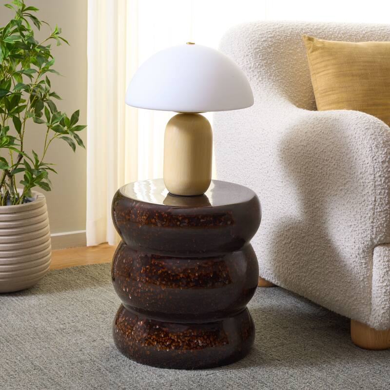 SAFAVIEH Home Emi, 16-inch, Ceramic Garden Stool - 14"W x 14"D x 16"H - Brown