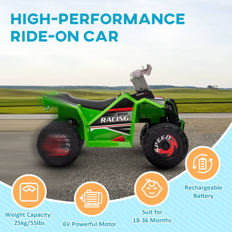 6V Electric Four-Wheeler ATV for Toddlers, Forward and Backward Function