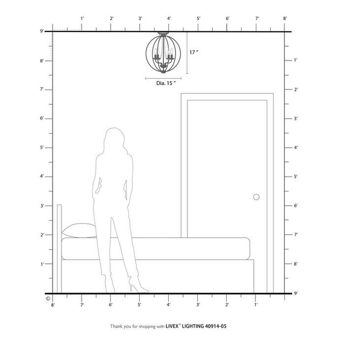 Livex Lighting 4-light Chandelier, 40914-05 - 15" DIA 17" H
