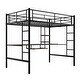 preview thumbnail 6 of 10, Full Metal Loft Bed with Desk, Dual Ladders & Rails - Modern Black Design
