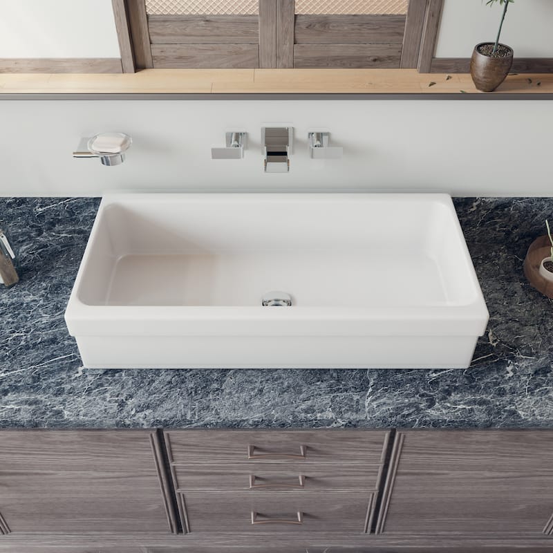 ALFI brand White Fireclay 36-inch Above-mount Trough Bath Sink