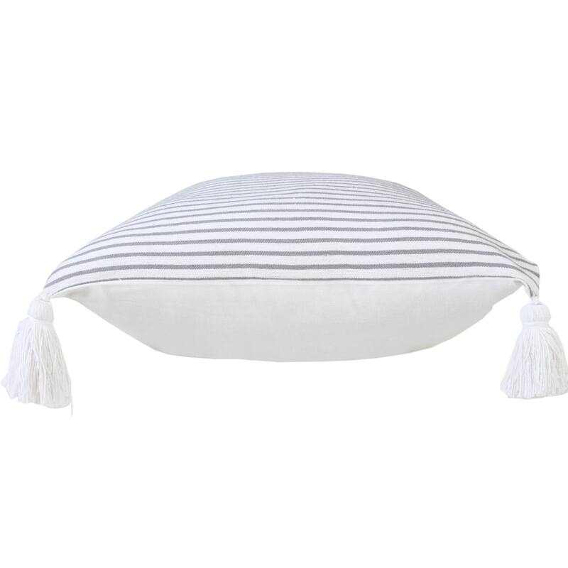 HomeRoots 20" X 20" Light Gray And White 100% Cotton Striped Zippered Pillow