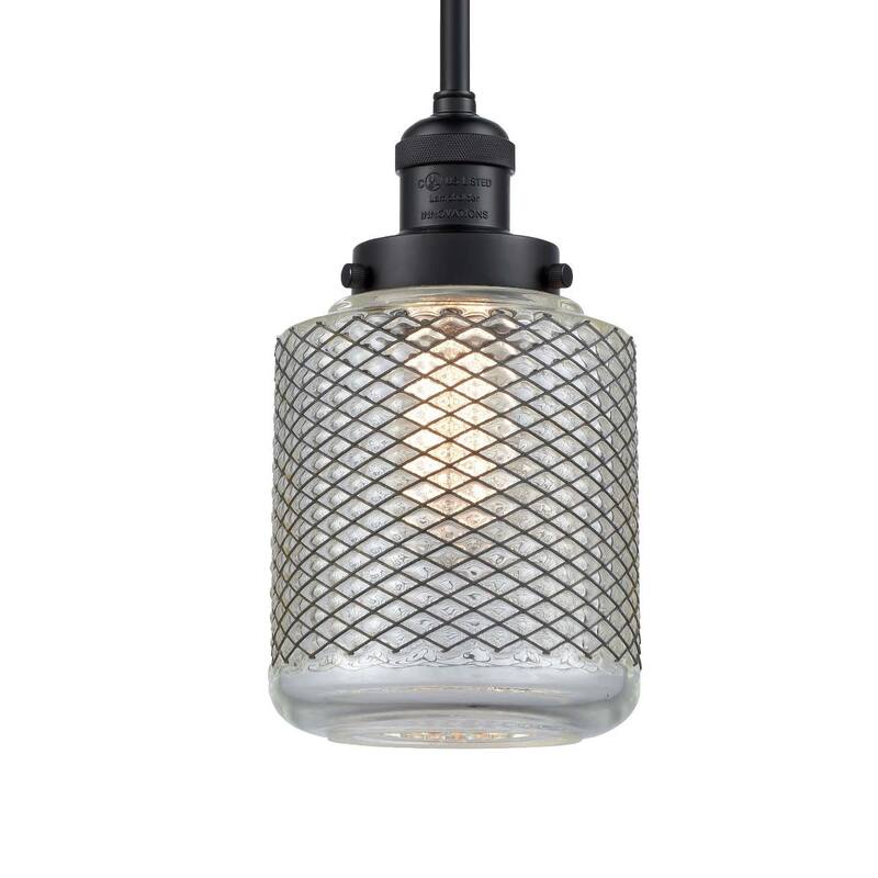 Innovations Lighting Stanton Single Light 6" Wide Mini Pendant with - Matte Black / Vintage Wire Mesh