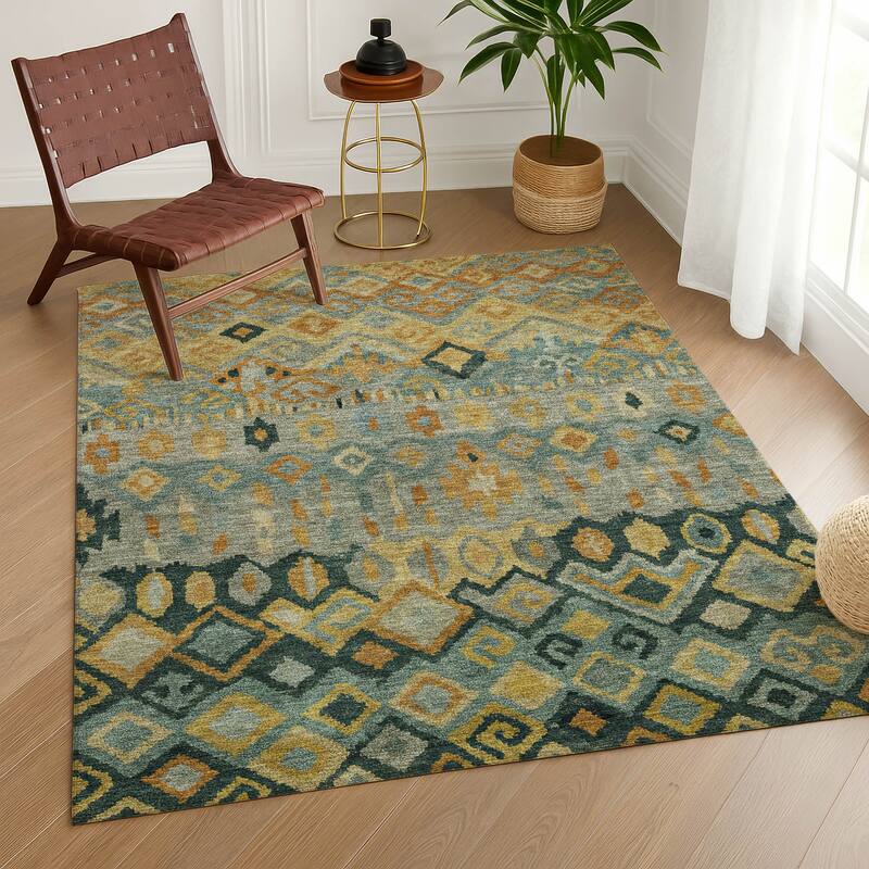 Machine Washable Indoor/ Outdoor Boho Moroccan Chantille Rug
