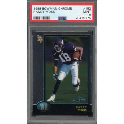Randy Moss 1998 Bowman Chrome Football Rookie Card RC #182 Graded PSA 9 - 8'6" x 11'6"