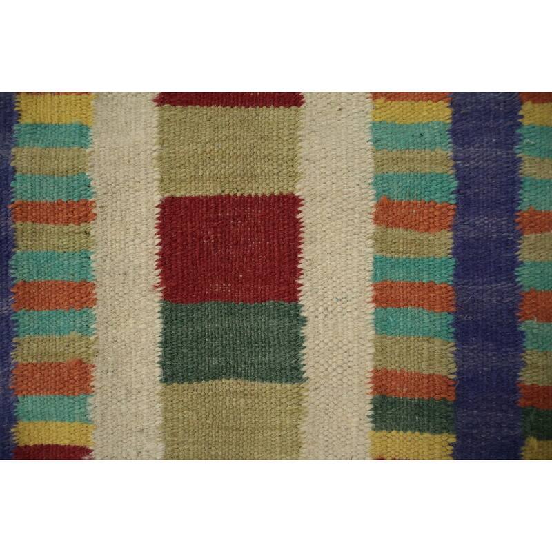 Hand Woven Oriental 100% Wool Carpet Southwestern Tribal Multi-Colored Kilim Area Rug - 9' 10'' X 6' 8''