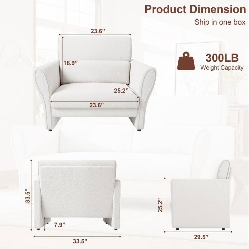 Modern Beige Couch, 57 Inch Deep Seat Loveseat Sofa with 2 Removable Lumbar Pillows, High Backrest