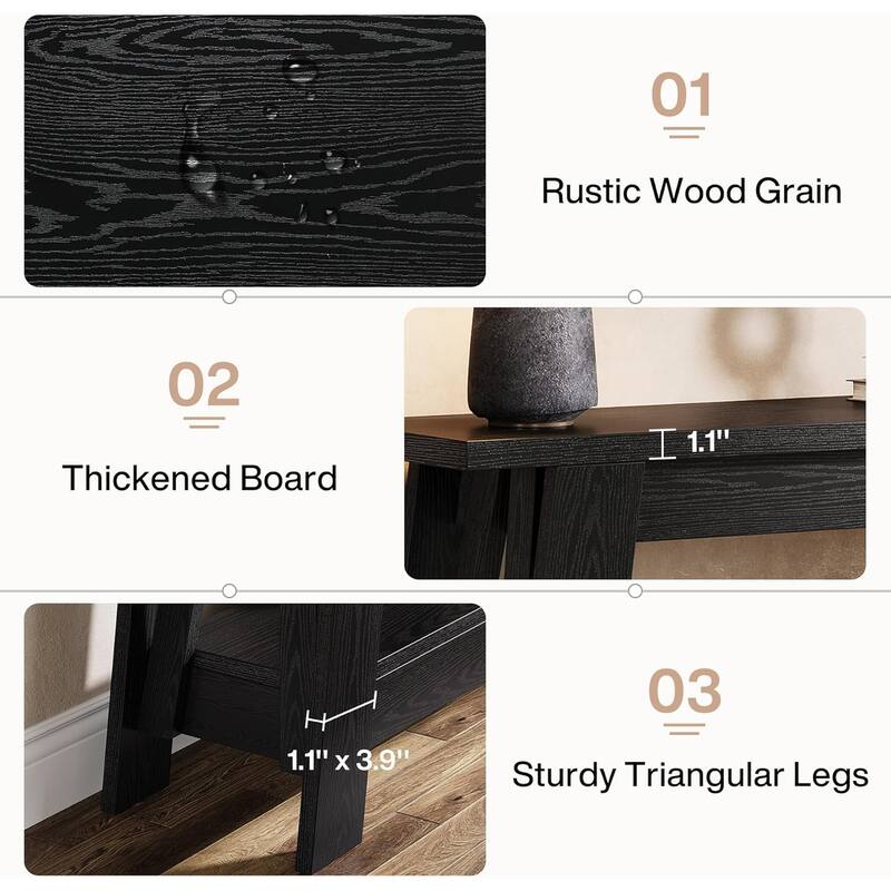 41.3-Inch Farmhouse Entryway Table, 2-Tier Narrow Console Table Behind The Couch for Small Spaces,