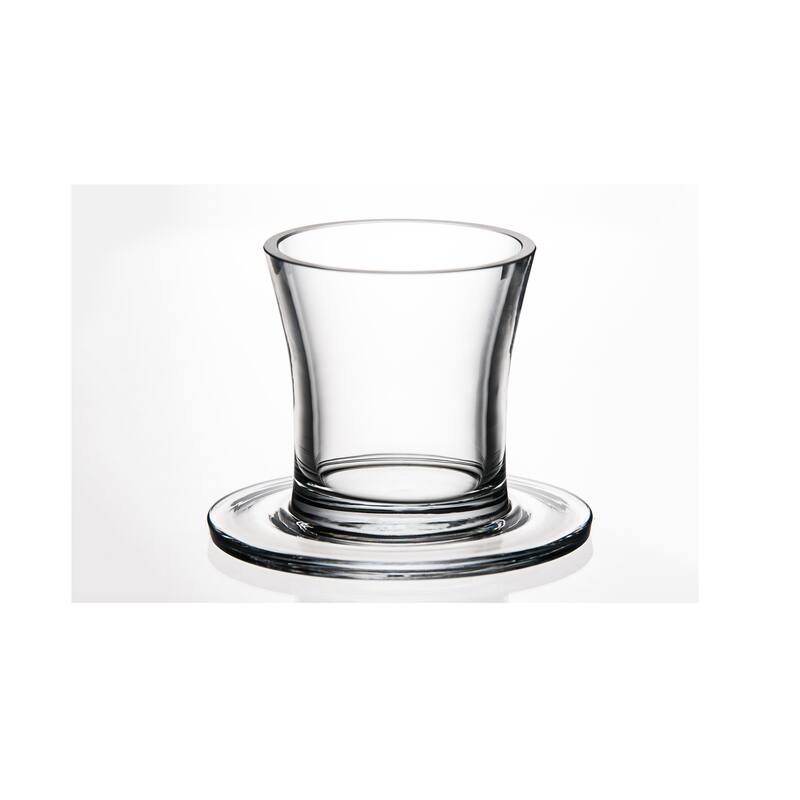 European Glass Top Hat Bowl-6.5" Diameter-W/ Blank Panel for engraving - 6.5" Diameter