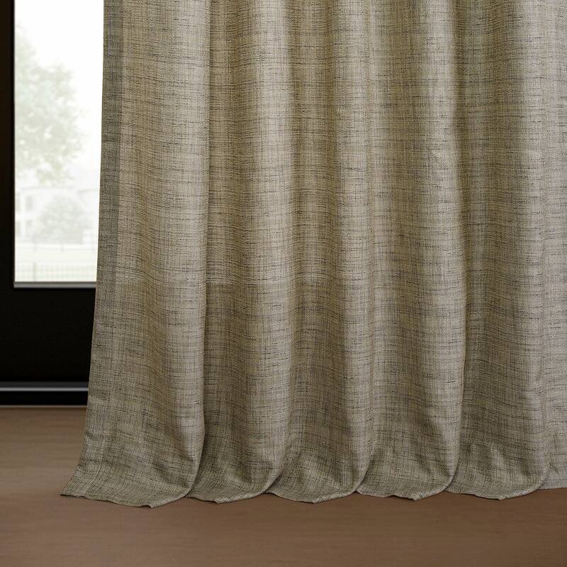Exclusive Fabrics Raw Linen Weave Light Filtering Curtains for Bedroom & Living Room Curtains Pair - 2 Panel Drapes