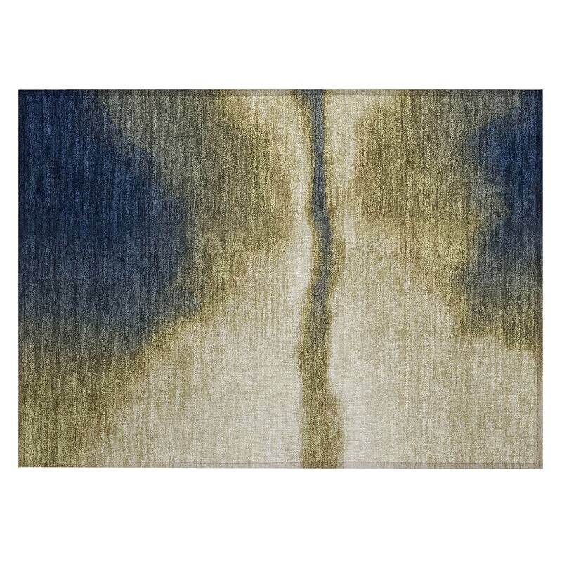 Machine Washable Indoor/ Outdoor Modern Landscape Chantille Rug