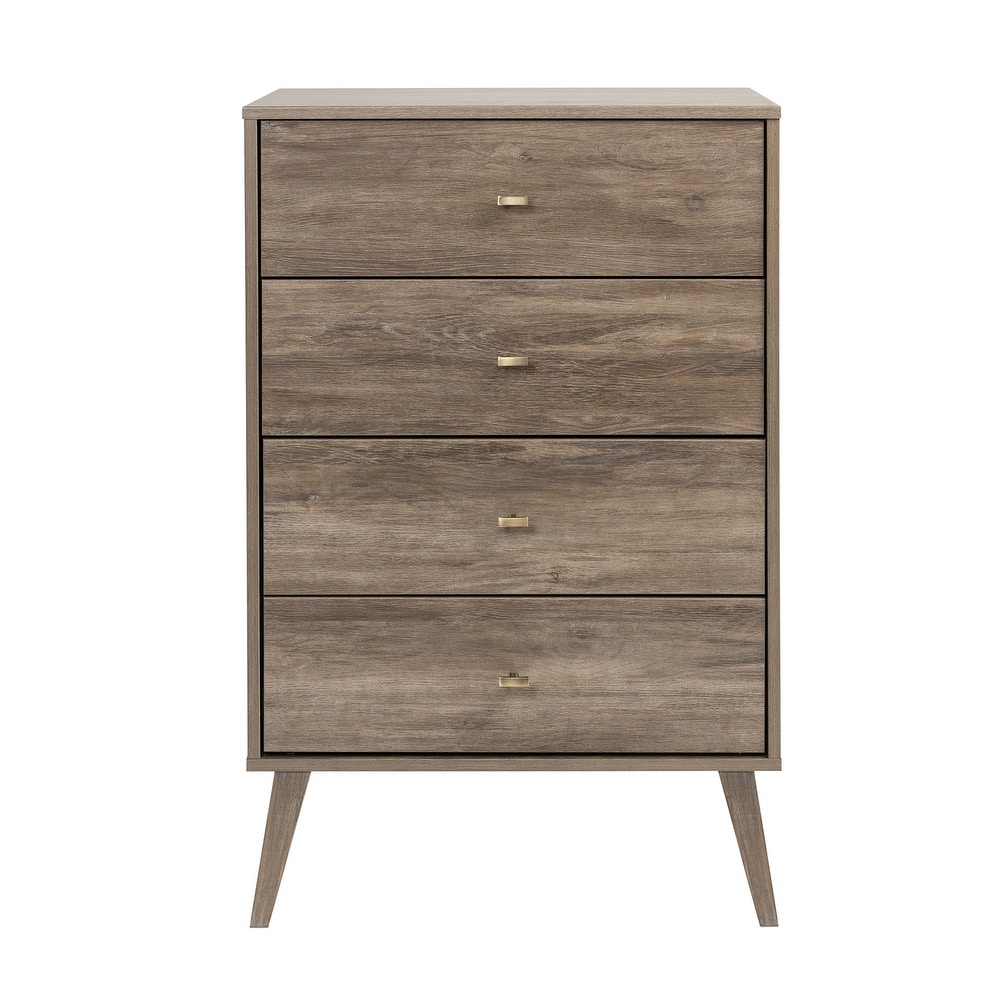 Prepac Milo Mid-Century Modern 4 Drawer Chest of Drawers, Contemporary Bedroom Furniture, Small Dresser for Bedroom