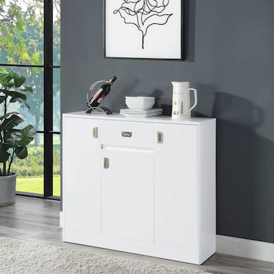 White High Gloss 3-Door Server with Drawer