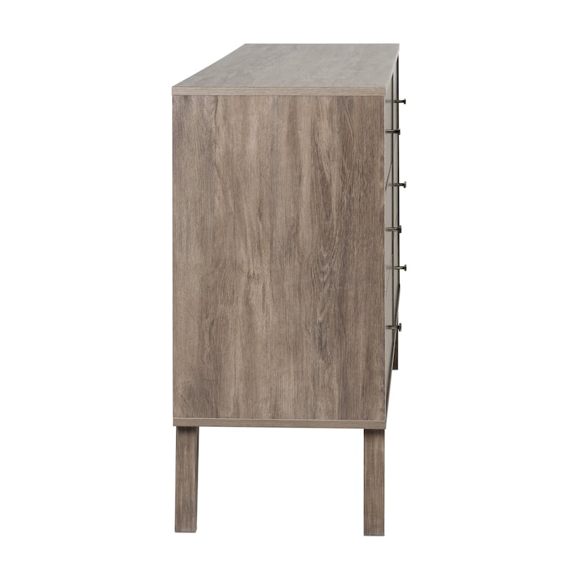 Prepac Milo Mid-Century Modern 6 Drawer Double Dresser for Bedroom, Chest of Drawers, Contemporary Bedroom Furniture