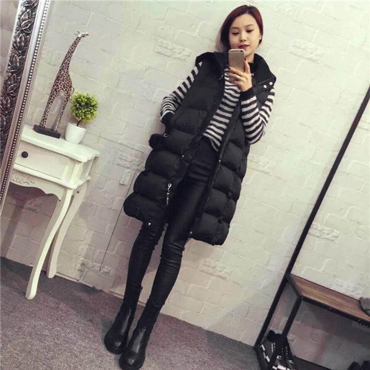 plus size black gilet
