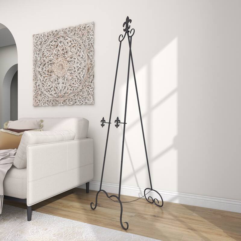Black Metal Extra Large Adjustable 3 Tier Scroll Display Easel with Chain Support