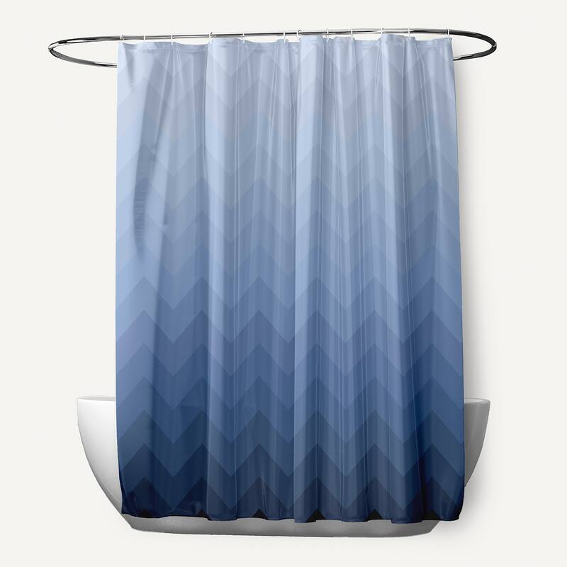 Faded Chevron Pattern Shower Curtain - Blue