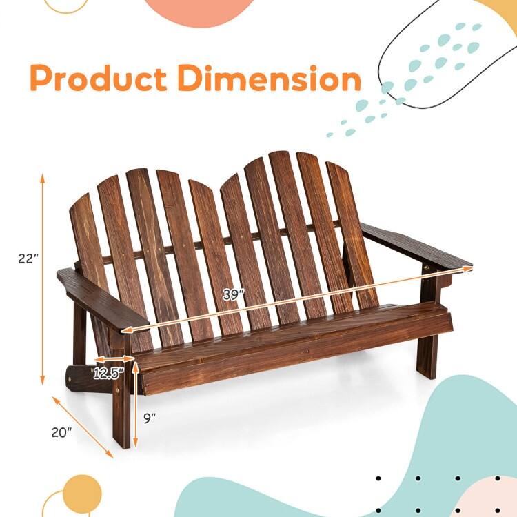 2-Person Outdoor Adirondack Chair with Slatted Seat - 22"x 20" x 35.5"